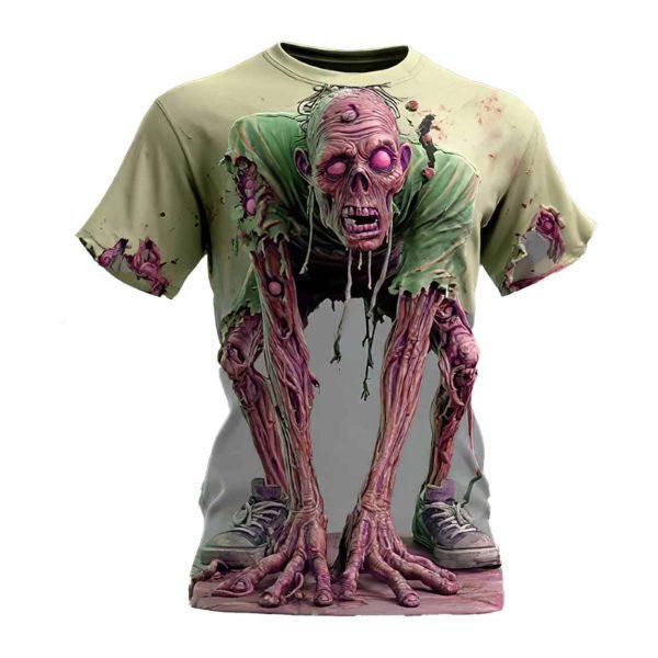 Europäisches & Amerikanisches Halloween 3D Schädel Print Herren Kurzarm T-Shirt - Horror Party Streetwear Festival Top
