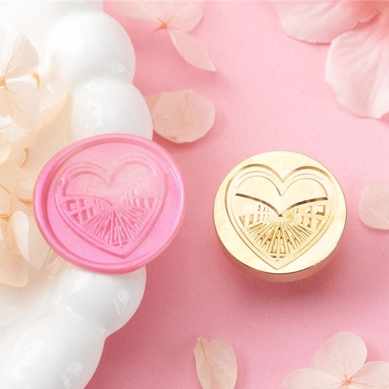 2Pcs Love Heart Seal Stamp, Wedding Themed Seal Stamp Head for Seal Invitations, Valentines Card, Package Embellishment