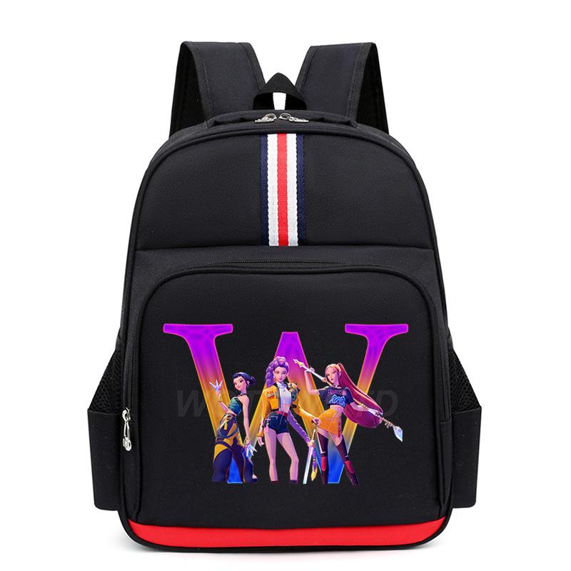 College Style Trend 26 Letter Printing Anime Cartoon Large Capacity Burden Reduction Backpack Casual Student School Bag
