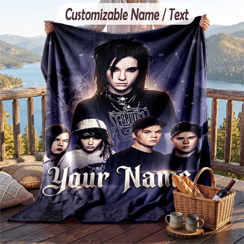 Personalized Flannel Throw Blanket,Tokio Hotel Custom Printed Name, Cozy Plush Blanket For Home Use