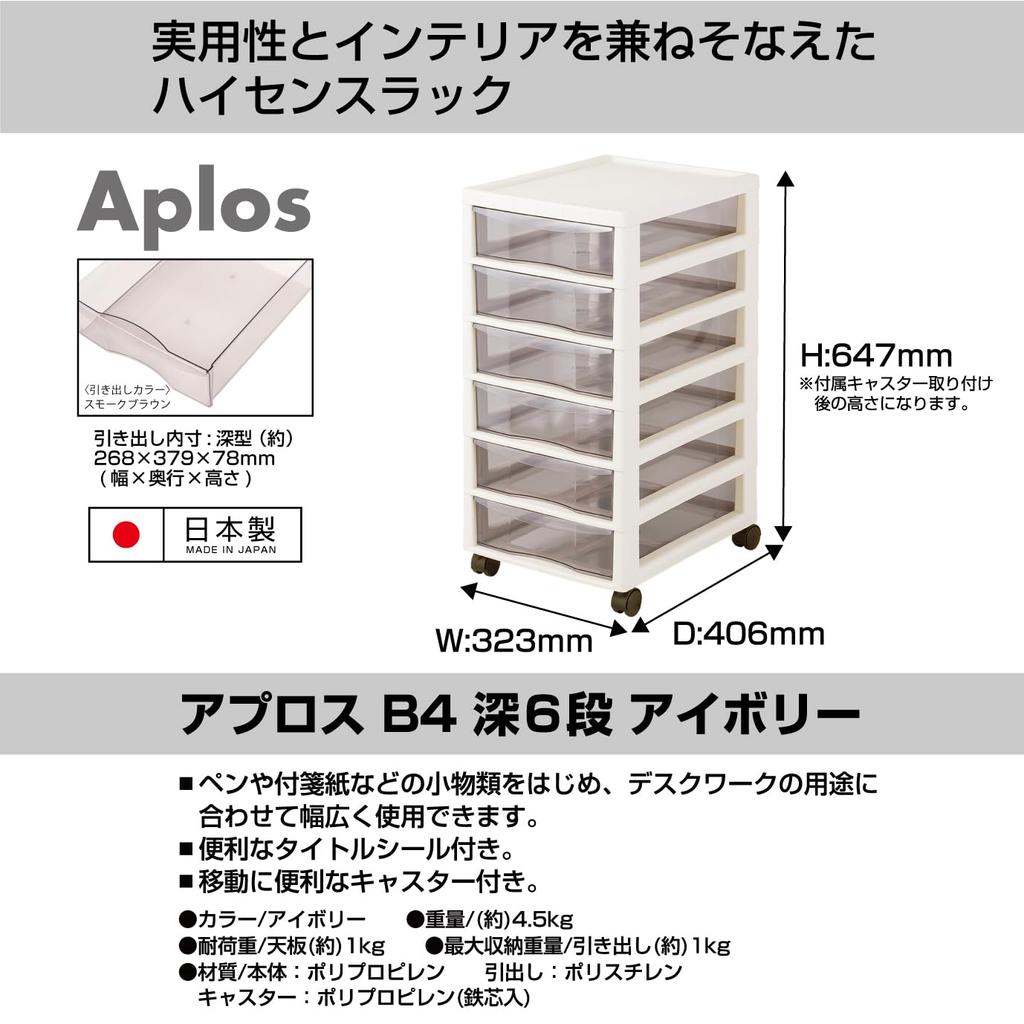 JEJ Astage Document 6 155335 Case, B4, Deep, Drawers, Ivory, "Apros"