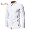 Fall Men Shirt Turn-down Collar Buttons Long Sleeves Solid Color Slim Fit Mid Length Casual Formal Business Commute Top