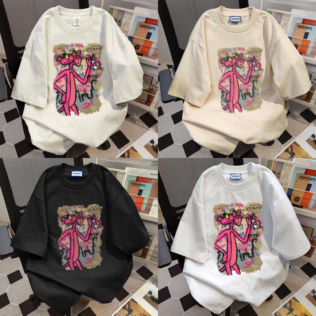 T Shirt Women Summer Pink Panther 3d Cotton Print Short Sleeve Casual Loose Fit For Teen Girls