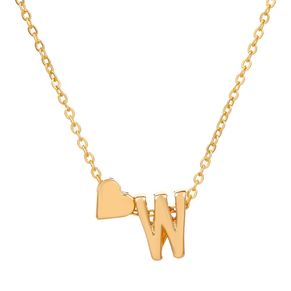 European & American Alphabet Love Heart Pendant Necklace – Versatile Peach Heart Clavicle Chain