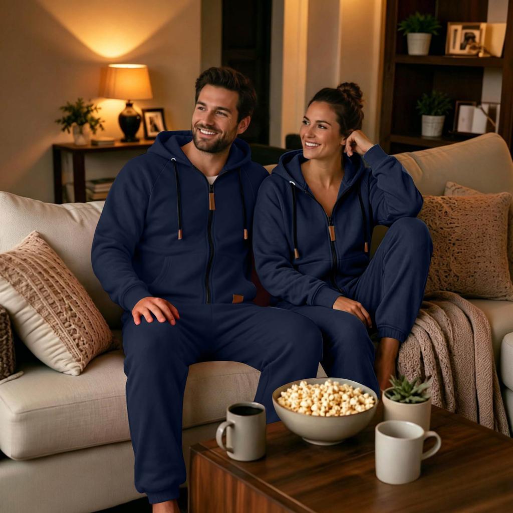 Adult- Casual Jumpsuit: Long-Sleeve Hooded Jumpsuit