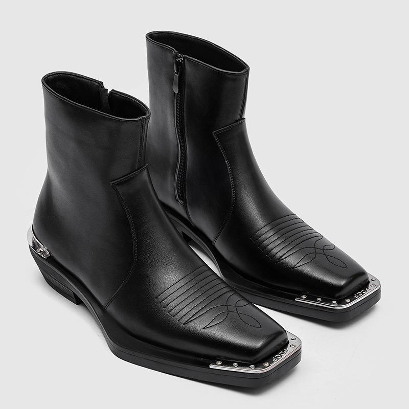 

Модный стиль Мужские ботинки челси Толстая подошва 3 см Бренд Мужские ботильоны Вечеринка Мужская обувь Чисто черный Большой размер 45 45 чёрный