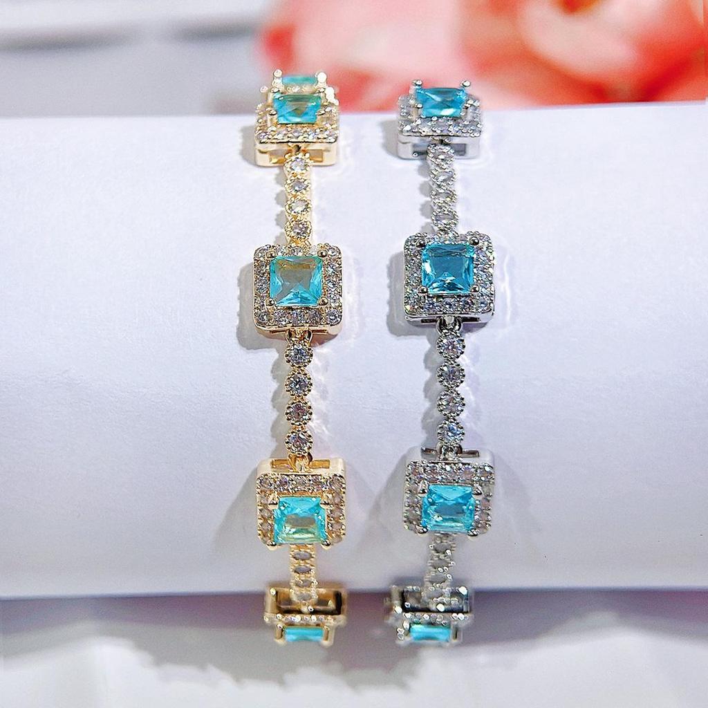 CMM Light Luxury Light Blue Niche Hip-Hop Trend Zircon Tennis Bracelet Couple Birthday Gift Fashion Jewelry
