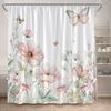 Floral Shower Curtain Watercolour Purple Lavender Flowers Butterfly Plants Leaves Bathroom Curtains Fabric Home Decor With Hooks