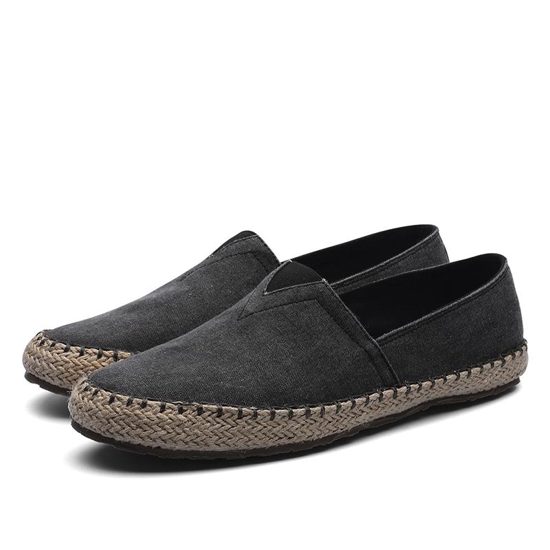 Man Espadrilles Hemp Canvas Flat Shoes Men Sewing Flax Shoes Slip On Loafers Casual Shoes Plus Size Fisherman Driving Footwear