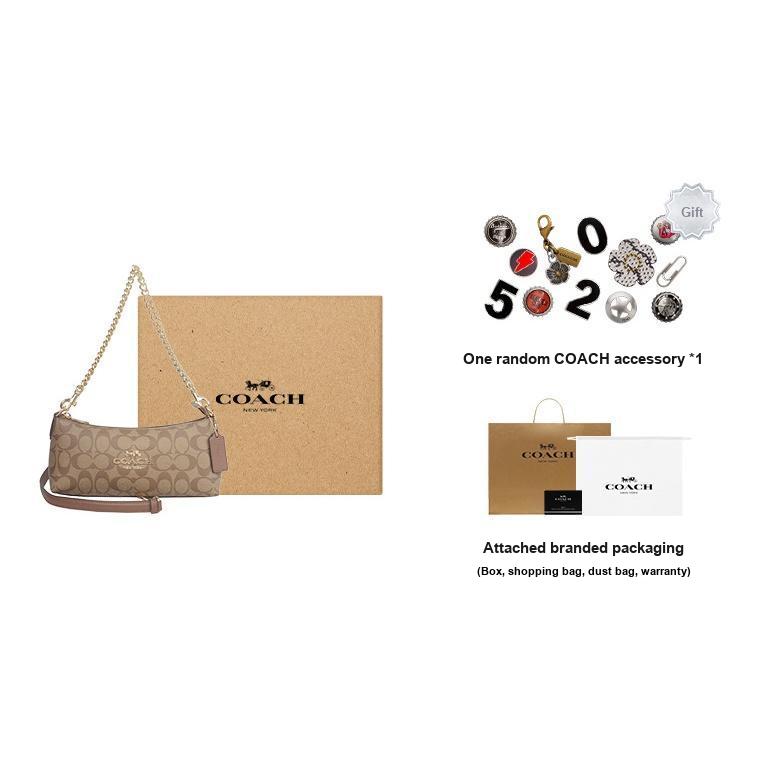 New COACH Charlotte Leather Baguette Bag, One Shoulder Handbag Medium Size Women's Brown CL405-IMBDX