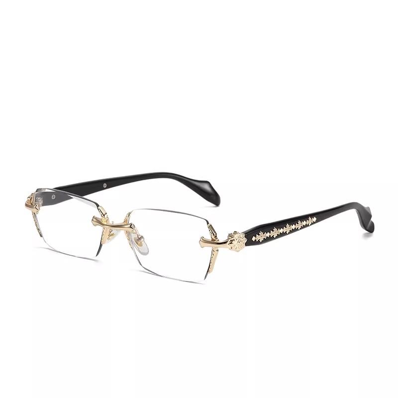 

Gothic Punk Metal Frameless Glasses for Women Men Blue Light Blocking Glasses High-Quality Fashion Business Travel Eyeglasses