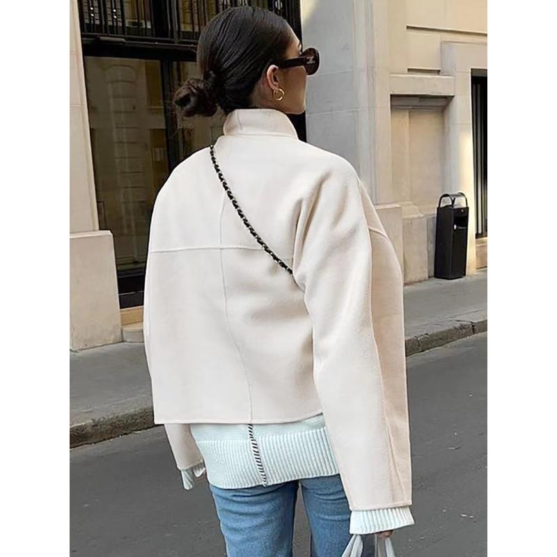 New Loose Temperament Long-sleeved Short Wool Jacket Loose Fitting Short Jacket