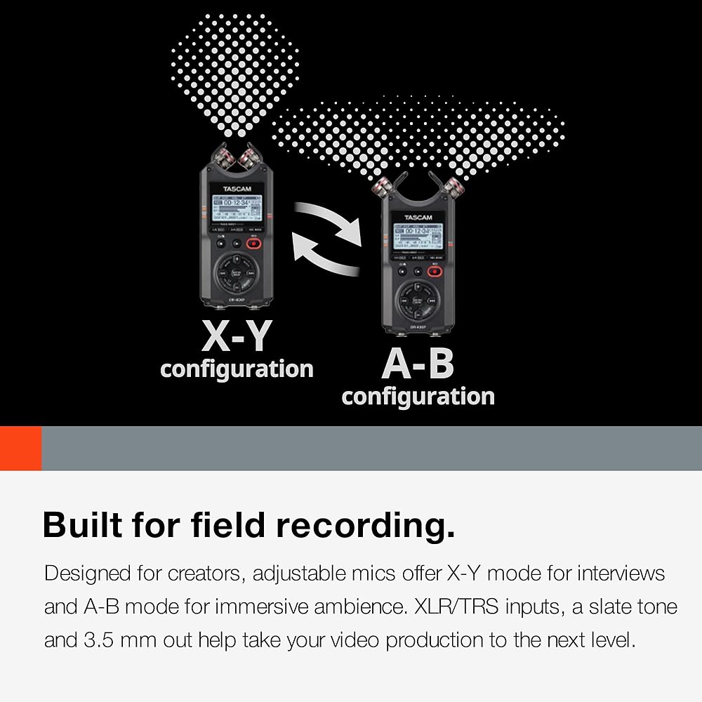 TASCAM DR-40XP 4 Channel 32 Bit Float Portable Handheld Field Recorder with USB-C Audio Interface...
