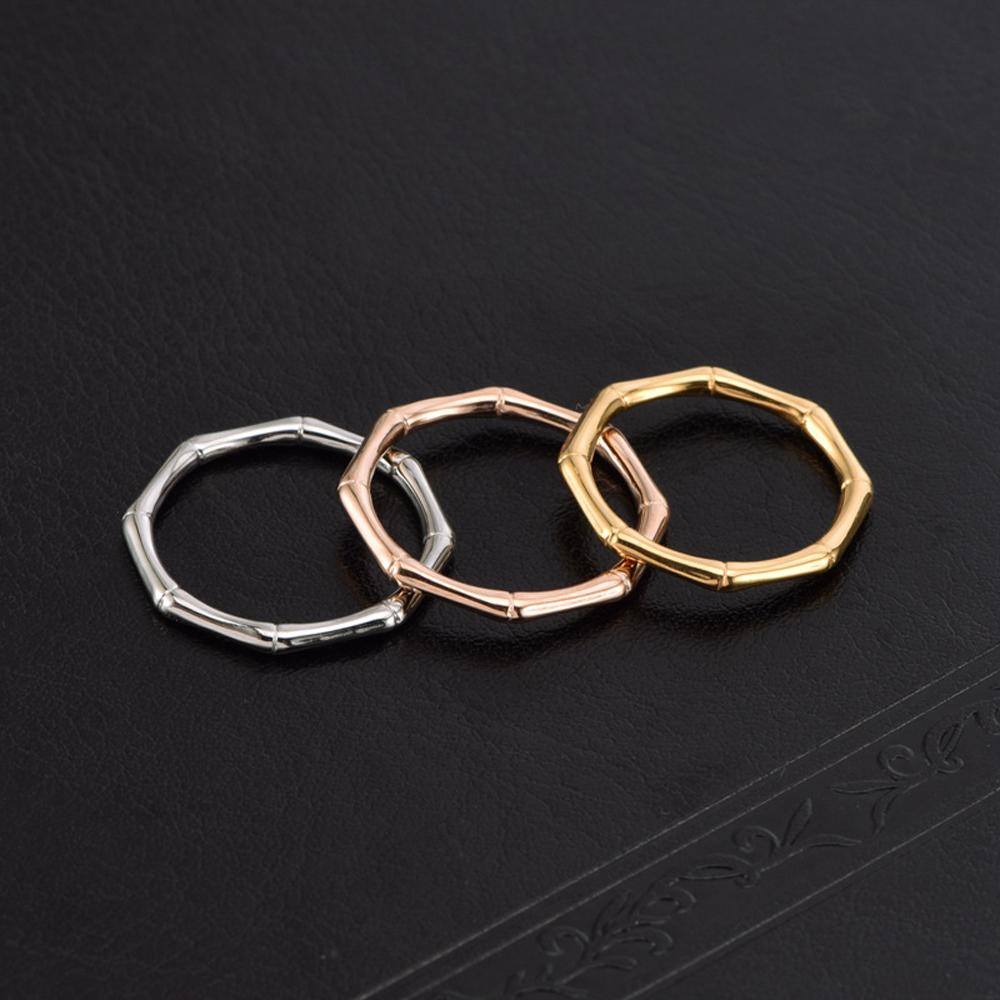 Titanium Steel Bamboo-Inspired Minimalist Ring 18K Gold Plated Slim Pinky Jewelry Korean Style Hypoallergenic Unisex Rings