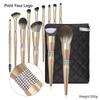 Set di 12 Pennelli da Trucco Color Oro Champagne con Setole Morbide per Ombretto, Cipria, Fondotinta e Correttore.