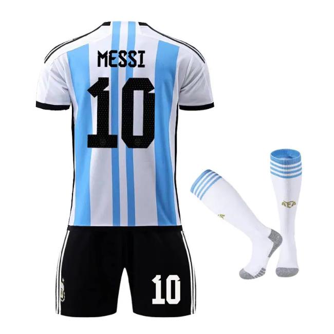 Argentina Messi #10 Soccer Jersey Set Quick Dry Breathable Adult Youth Football Kit