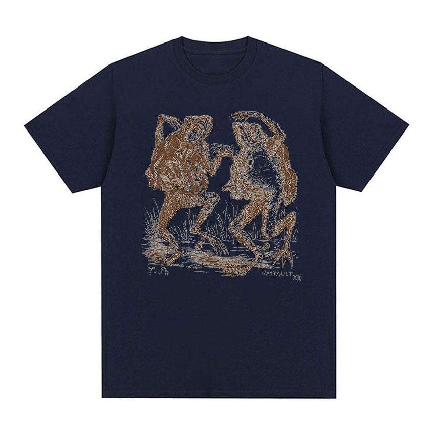  Summer Funny Dancing Frogs Toads Retro Graphic T Shirt Mushroom Frog Cottagecore Aesthetic 100% Pure Cotton Printed T-shirt