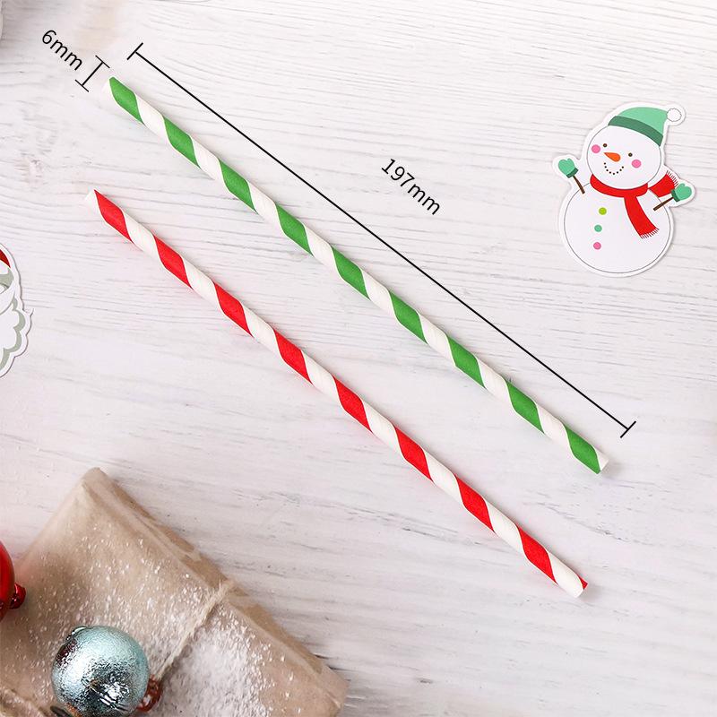 12pcs/pack Christmas Paper Straws Santa Claus Snowman Christmas Party Decoration Straw 2026 New Year Party Supply