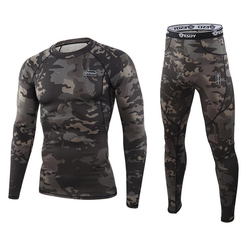 Outdoor sports new camouflage thermal underwear set, outdoor functional training set S