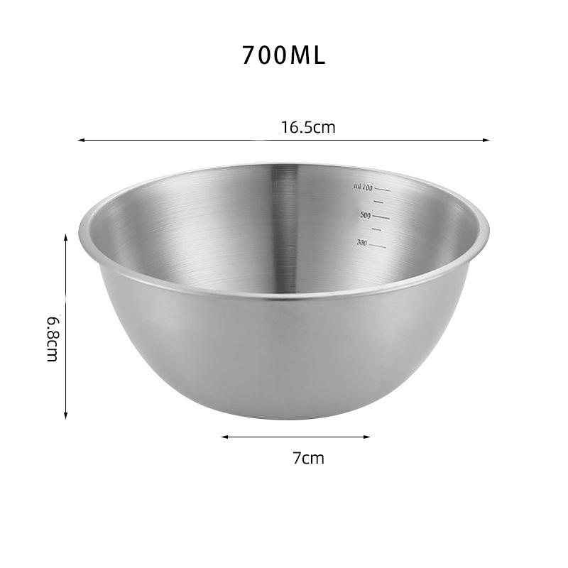 17cm Stainless Steel Gold And Silver Salad Bowl with scale Rice Noodles Lamian Noodles Bowl Kitchen Tableware Food Container
