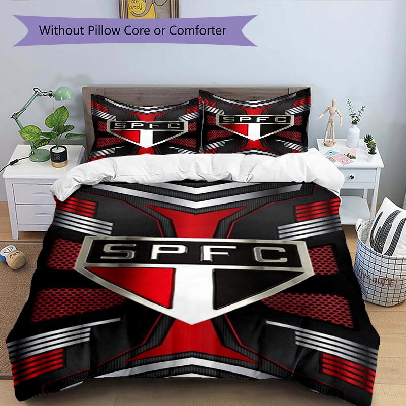 Paulo Fc Emblem Printed Pattern Duvet Cover Set – Includes 1 Duvet Cover and 2 Matching Pillowcases Bedroom Decor Christmas Gifts