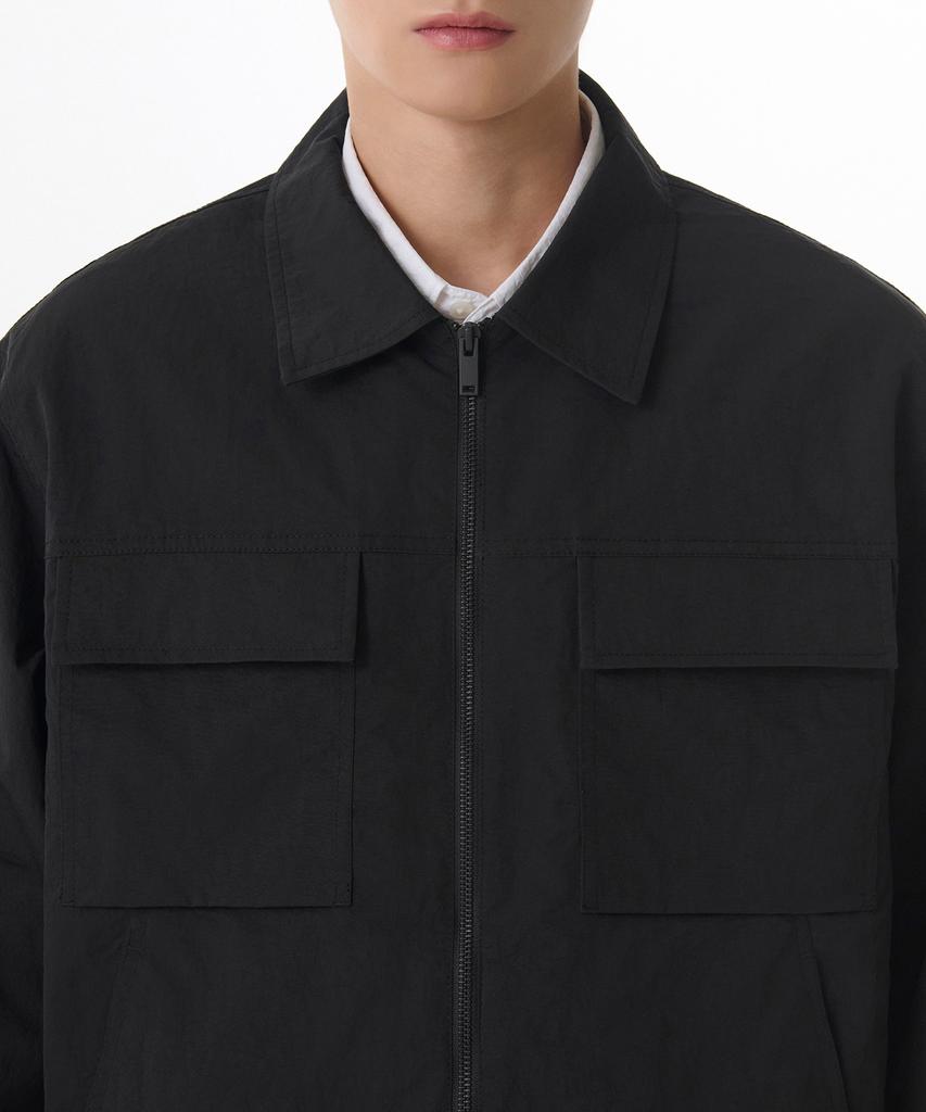 Musinsa Standard Nylon Crease Double Pocket Zip-Up Jacket [Black]