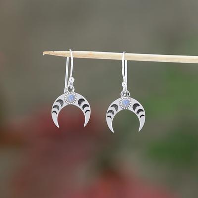 Mondphase Mondstein Handgefertigter Ohrring 925 Sterlingsilber Schmuck Silber Damen Schmuck