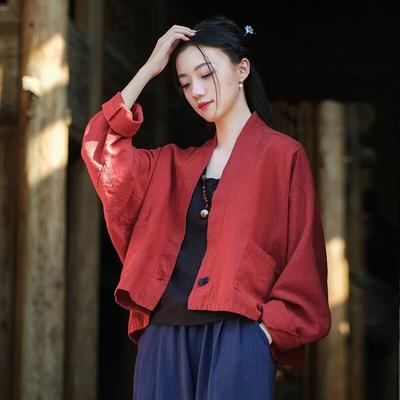 Women Vintage Jackets Solid Color Stand Long Sleeve Autumn Coats Solid Color Patchwork Pockets Jackets