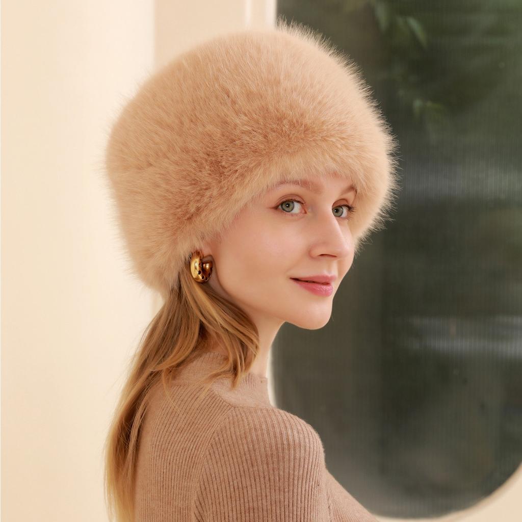 Imitation Fox Fur Grass Autumn and Winter Warm Basin Hat Ear Protection Sweet and Fashionable Korean Version Hat Trendy Women's Outdoor Hat