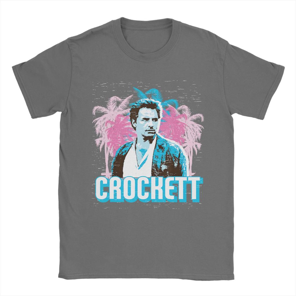 Miami Vice Crockett And Palm Tree Scenery Tshirt Summer Harajuku Tshirts Man Cotton O Neck Oversized Tees Short Sleeve Tops