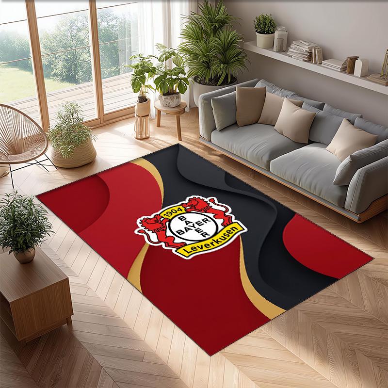 Bayer Leverkusen Football Print Crystal Velvet Rug, Comfortable Water Absorbent Non Slip Indoor Floor Carpet