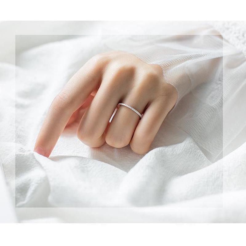 Korejský Retro Stříbrný Imitace Diamantový Dámský Prsten - Módní Jednoduchý Šperk