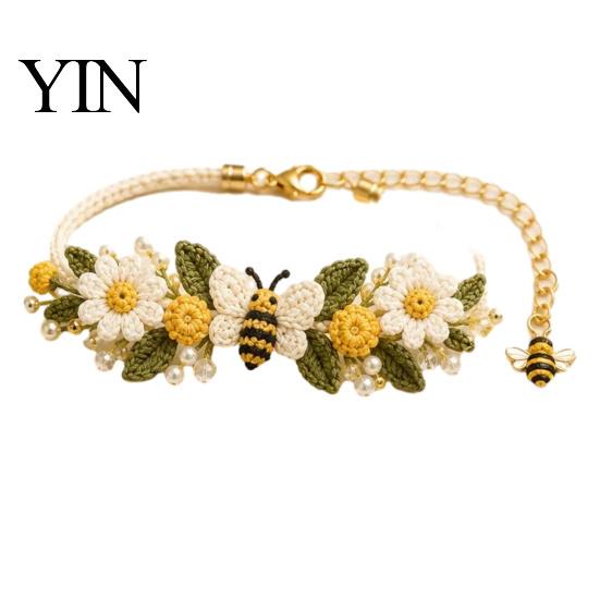 Forest Style Jewelry Crafting DIY Crochet Bracelet Kit, Flower Craft Set with Beads, Creative Hobbies for Relaxation Floral Making Kit Beginners,