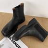 Genuine leather Split-toed Boots Mid-tube Chelsea Boots Men's and Women's Couples High-top Set of Split-toed Leather Shoes