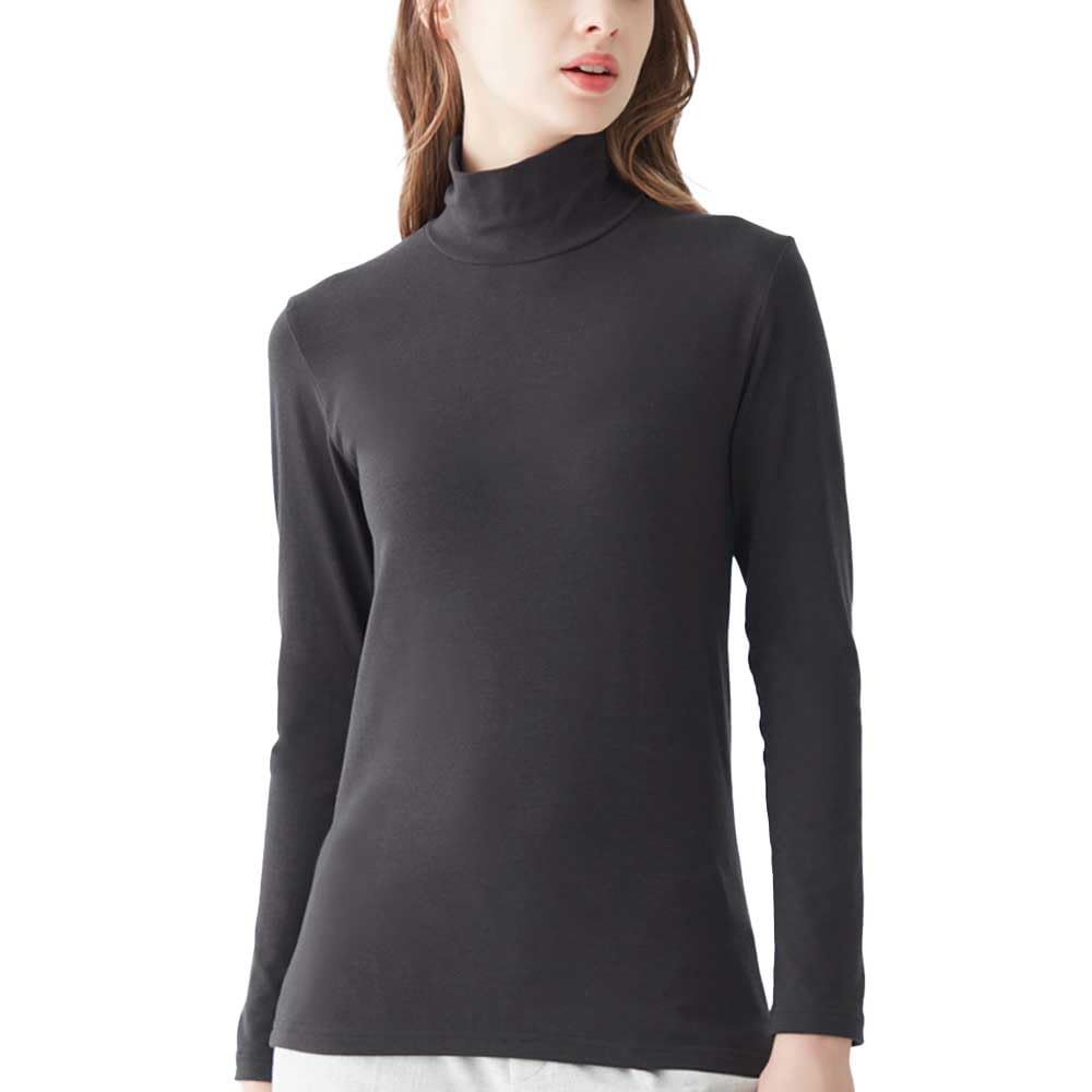 Gunze Fire Acedron Long Sleeve Medium MH0045 Innerwear, Thick, Fleece-Lined, Moisture-Wicking, Heat-Generating, High-Neck, Women's, Black,
