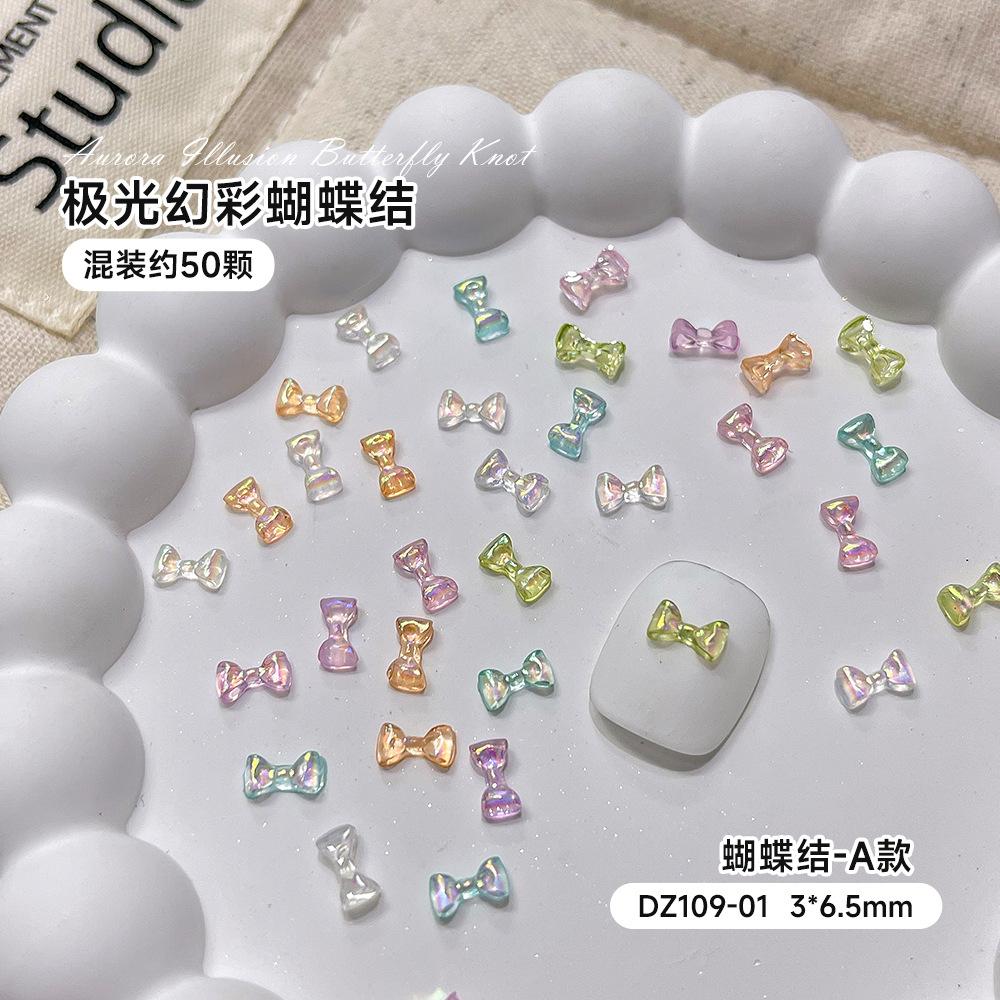 Mixed Butterfly Knot Nail Accessories Internet Celebrity Mini Aurora Illusion 3D Tie DIY