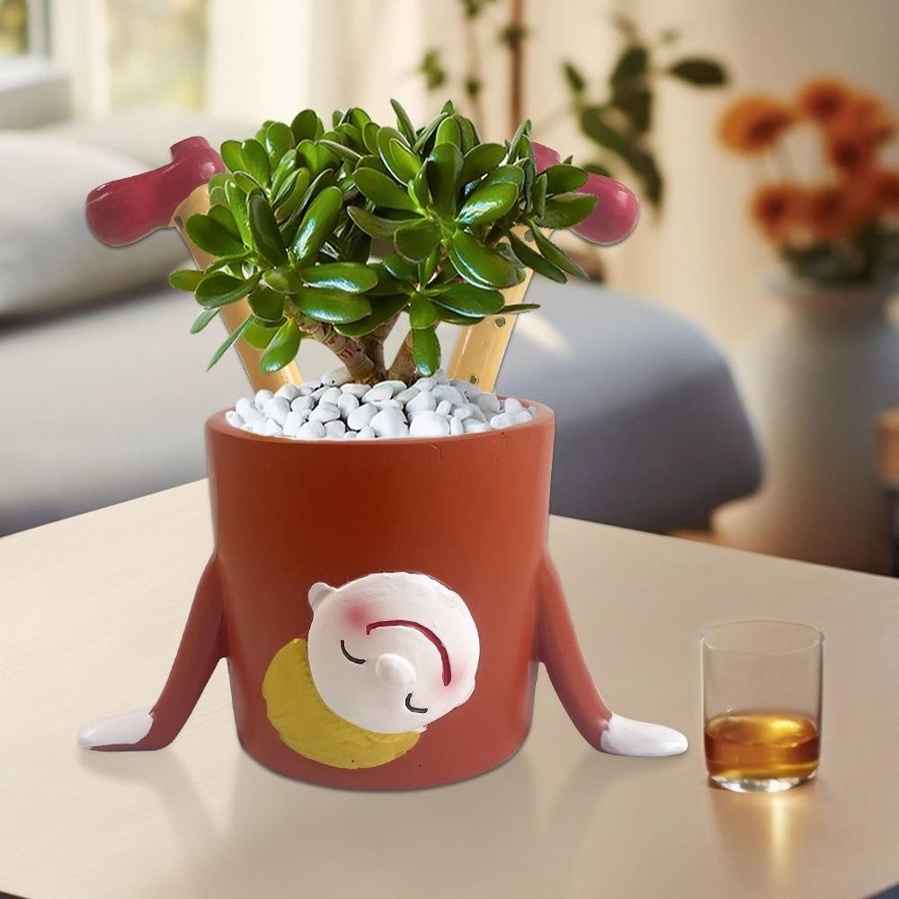 Cartoon Succulent Plant Container Resin Upside Down Potted Plant Inverted Flower Pot  Office Decor