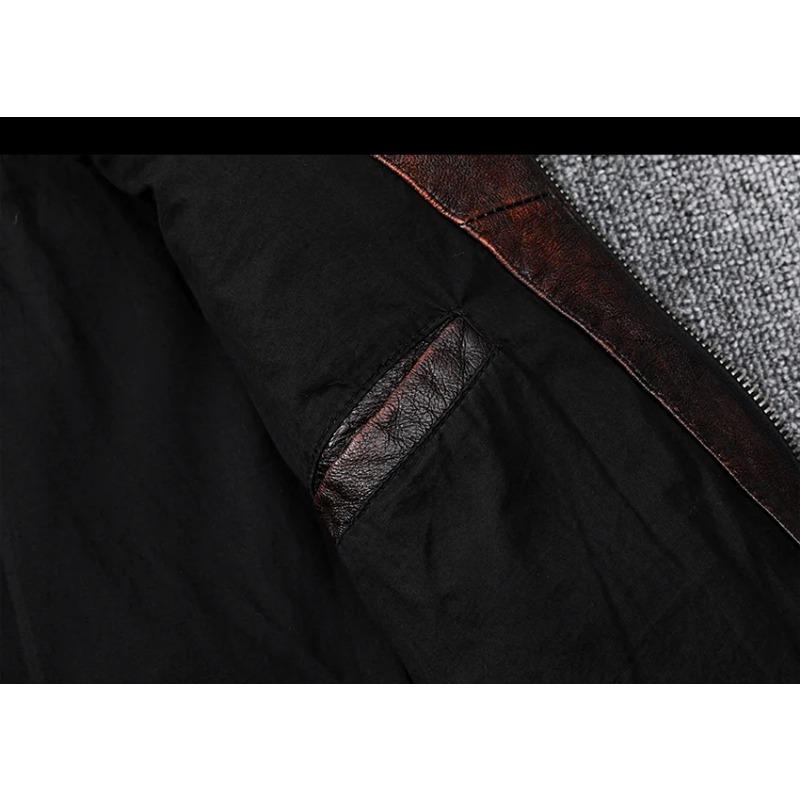 Chinesische Größe Vintage braun Mantel klassische Biker Stil kurze schlanke echte Lederjacke Männer Casual Ledermantel Herbst