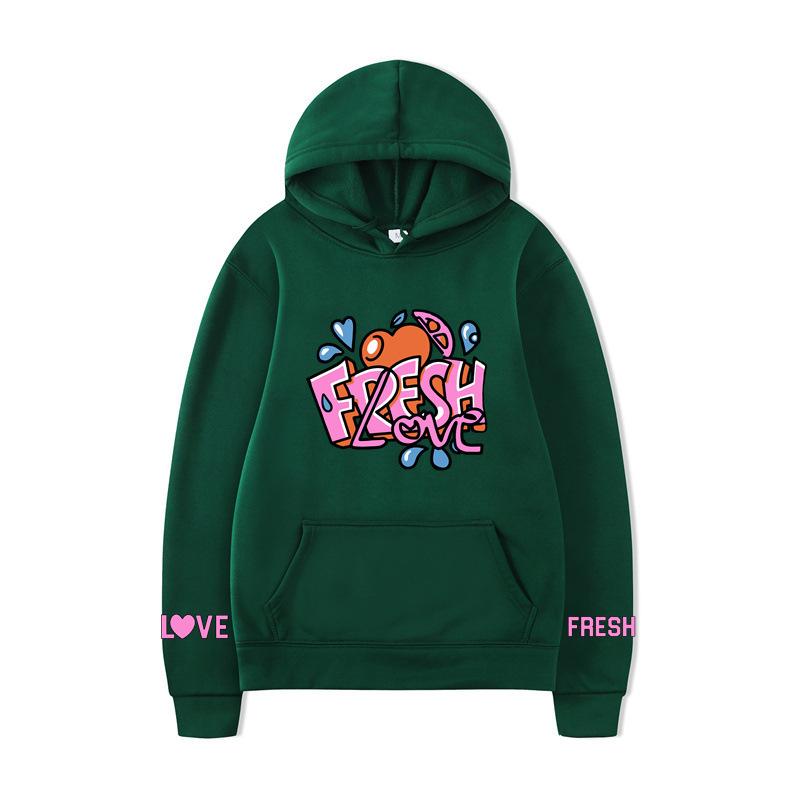 Fresh Love Hoodie – Unisex White Fleece Lined Sweatshirt, Cute Sleeve Print & Heart Wing Graphic, Cozy Fall Winter Pullover for Men & Women