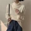 Damegenser i koreansk stil med høy hals - Høst/Vinter Løstsittende Langermet Pullover