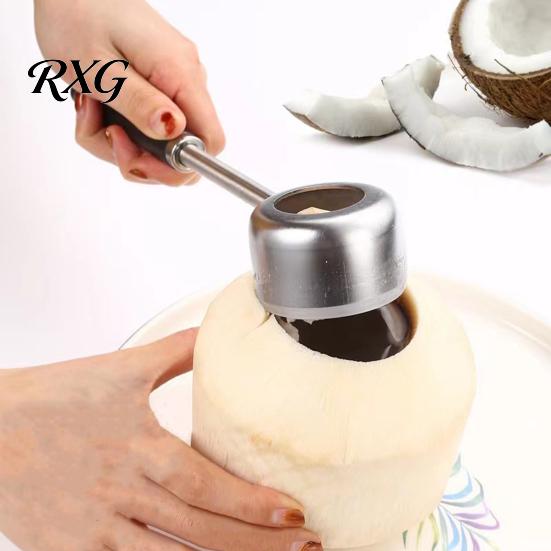 Durable Stainless Steel Fruit Puncher Coconut Manual Opener/Rubber Hammer/Coconut Meat Grater, Thickened Hole Green Water Opener Puncher, Anti-slip