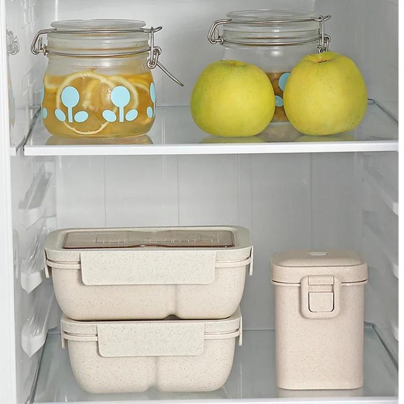 1pc Wheat Straw Lunch Box Healthy BPA Free Bento Boxes Microwave Dinnerware Food Storage Container Lunch Box for Kids