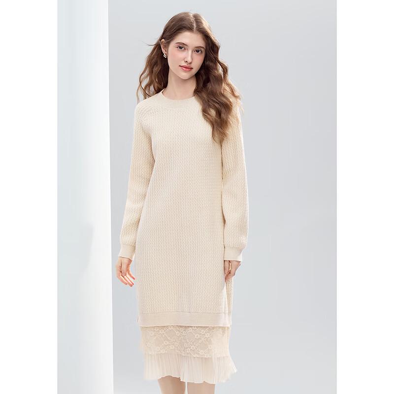 Betu Women's 2025 Winter Elegant Spliced Lace Chiffon Dress