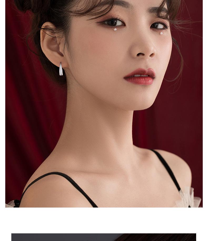 S925 Sterling Silver Women's Simple Korean Style Water Drop Stud Earrings for Sleeping