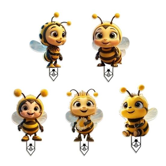 

5 шт. Статуэтка пчелы 2D Дизайн пчелы Сады Веранды Украшение пчелы Ярко-желтая скульптура пчелы Украшение двора 5pcs