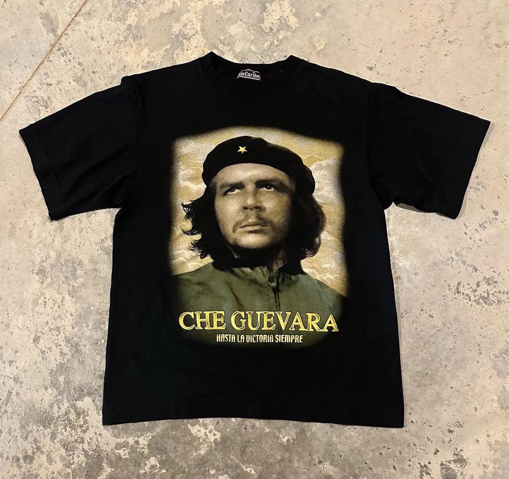 Maglietta Vintage Anni '90 Che Guevara Blu Caribe Logo Grande Media Cuba Rivoluzionaria