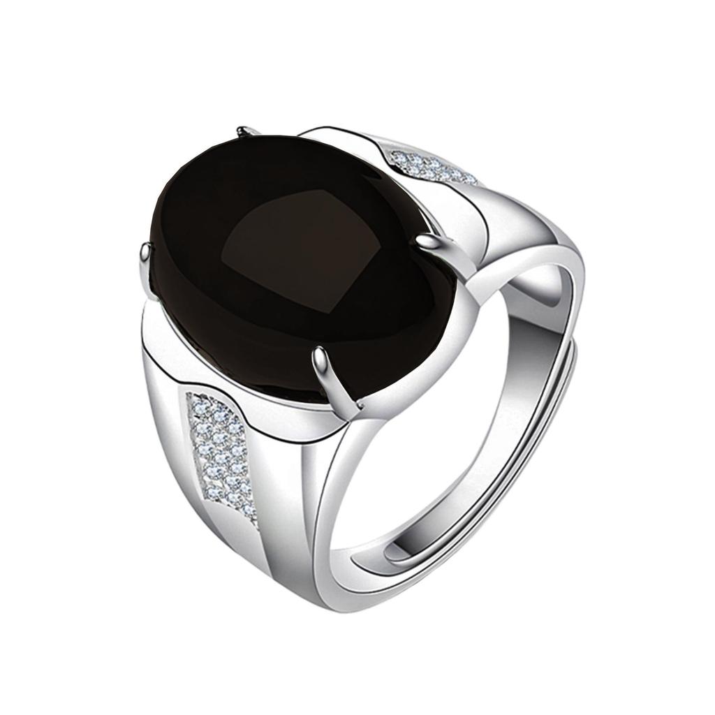 Groene Jade Chalcedoon Eivormige Baas Ring met Fijne Textuur