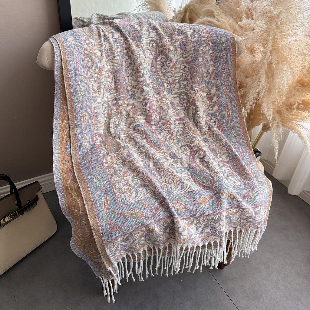 Shawl Paisley Cashew Jacquard Long Fringed Scarf Spring Summer Shawl Scarf Women