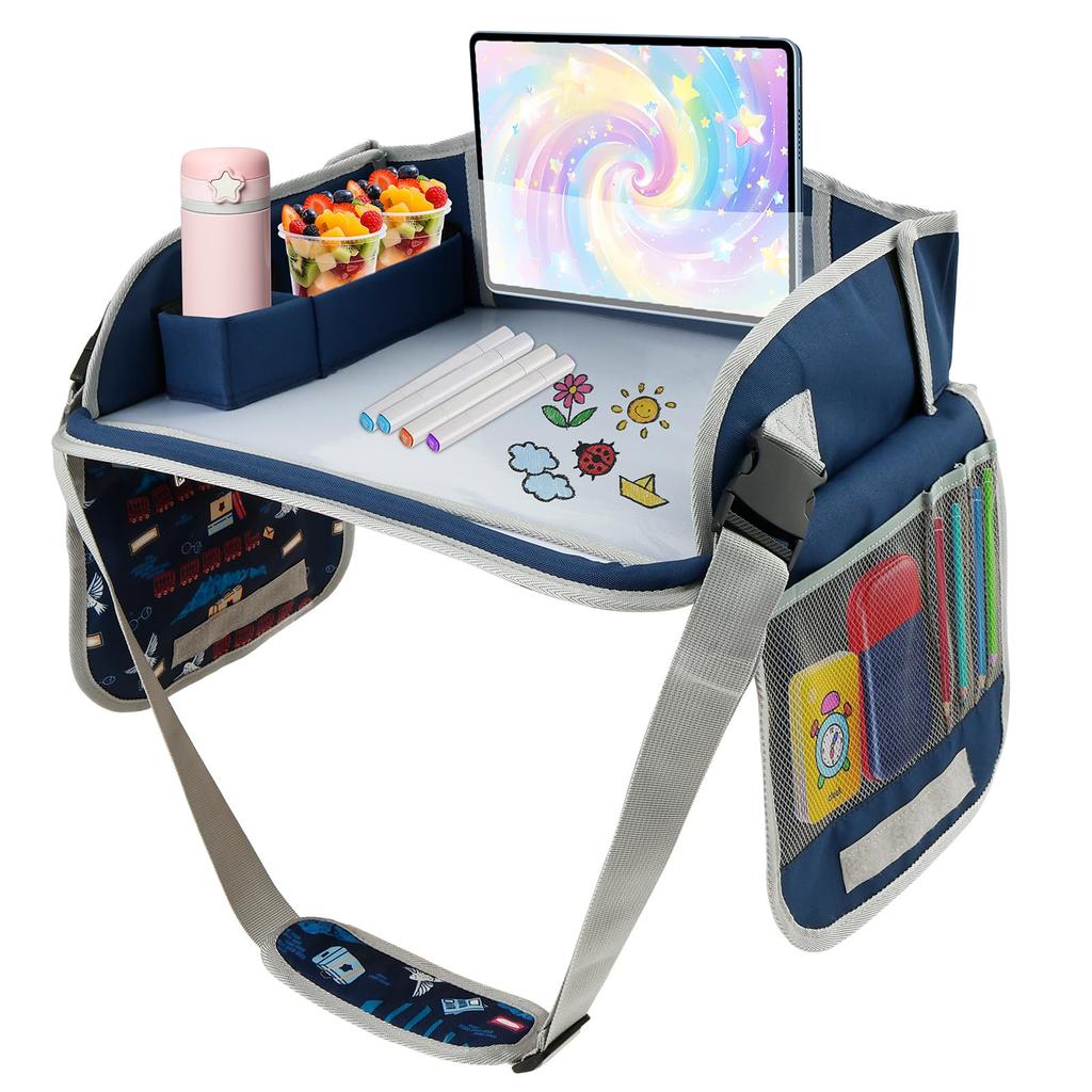 Mesa Bandeja para Coche para Niños Asiento de Coche Bandeja de Viaje Portátil Pizarra de Dibujo Paleta de Juegos Asiento de Coche Bandejas de Regazo Desmontables Bandejas de Mesa para Asiento de Coche para Niños en el Coche
