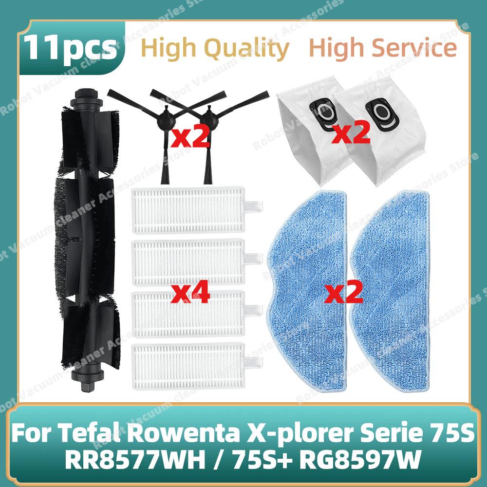 Compatible For Tefal Rowenta X-plorer Serie 75S RR8577WH / 75S+ RG8597W Roller Main Side Brush Hepa Filter Mop Cloth Parts